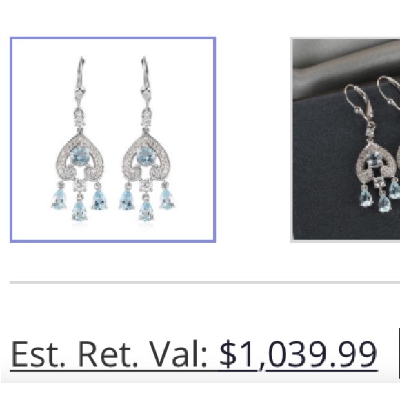 Rare Aquamarine Sparkling Chandelier Earrings - Picture 11 of 12